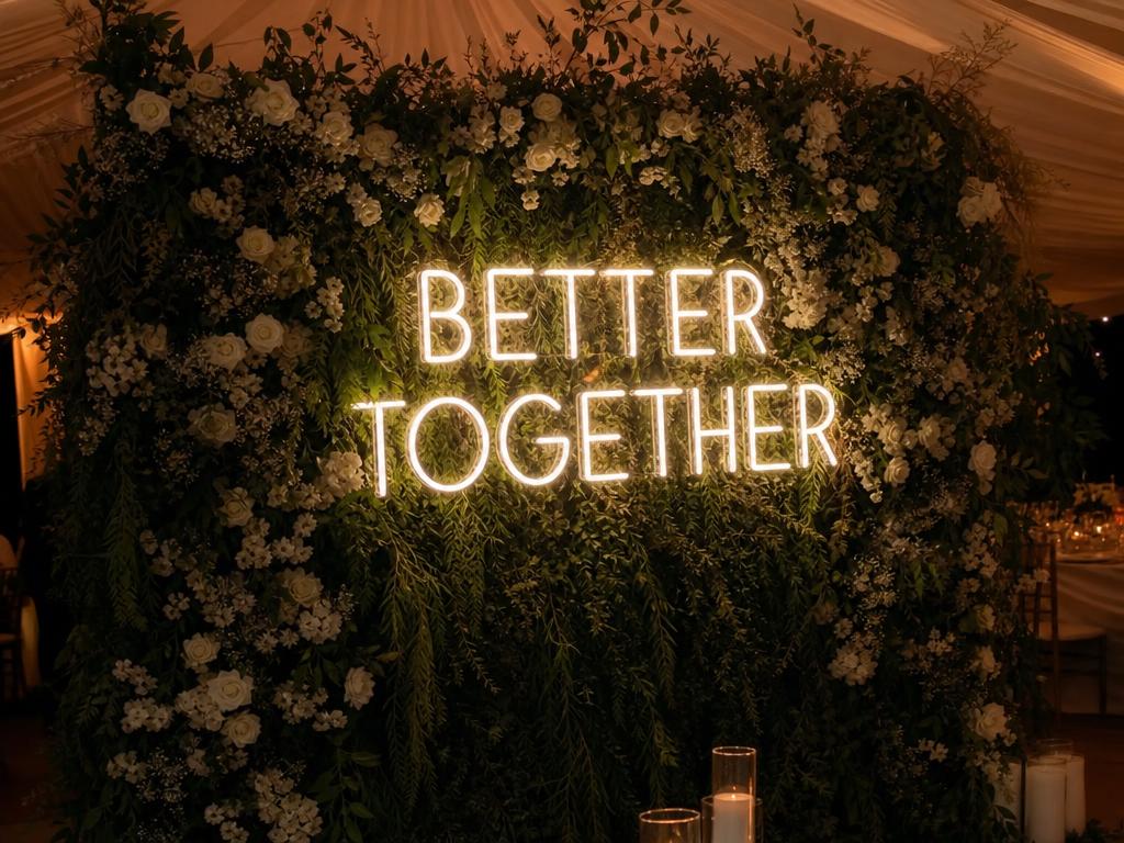 Neon Wedding Backdrop Sign