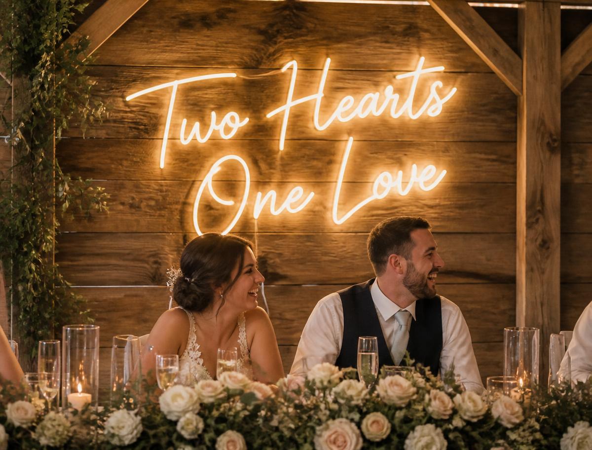 “Two Hearts, One Love” Neon Sign